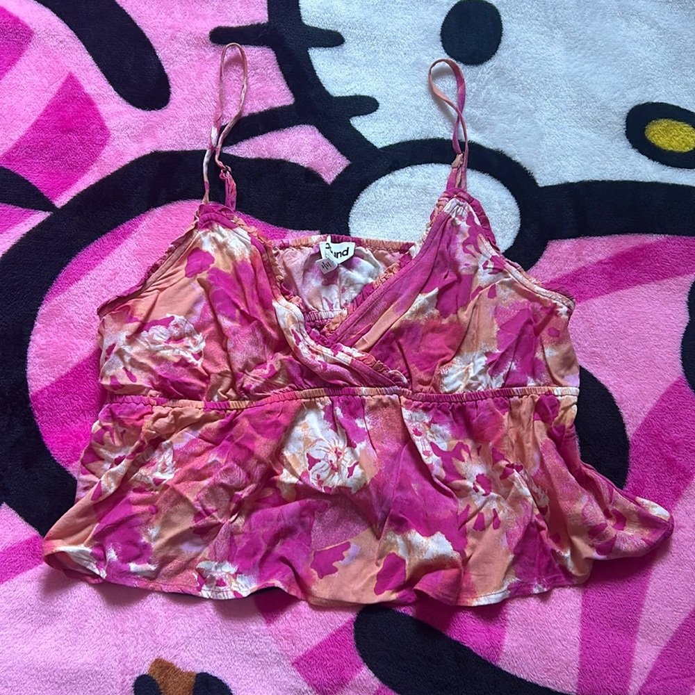 Pink Floral Crop Top